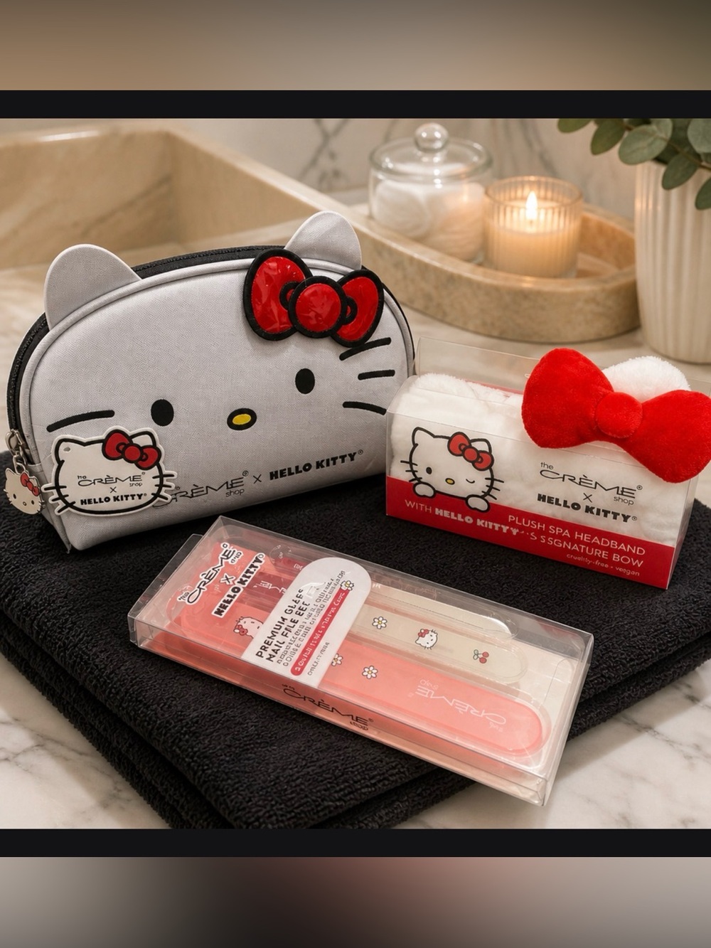 Hello Kitty Cosmetic Pouch & Spa Set - White & Red NWT
